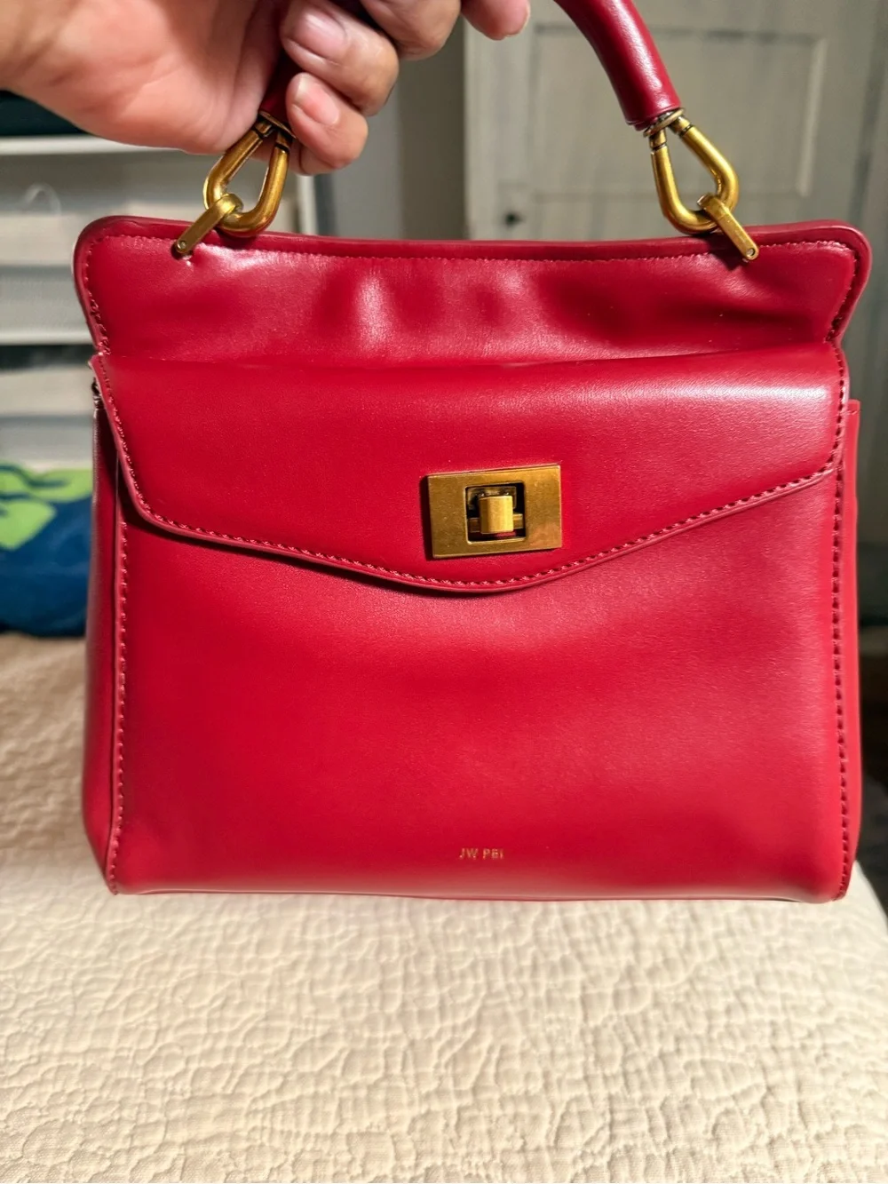 Red Leather Top-Handle Women's Bag